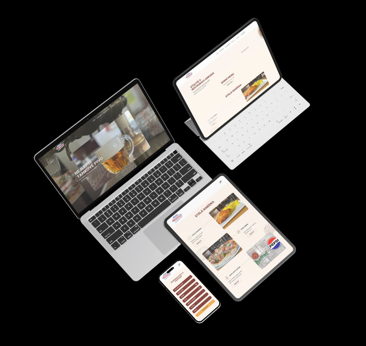 Restaurace Arrows – mockup